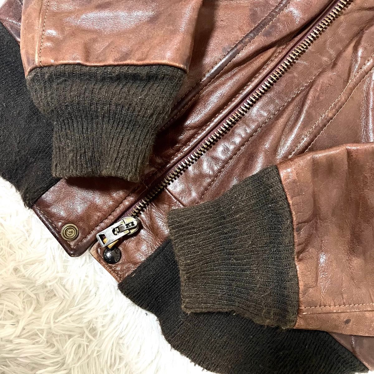 Schott A-2 G-1 フライト ボア レザー ライナー ブラウン 38 ムートン