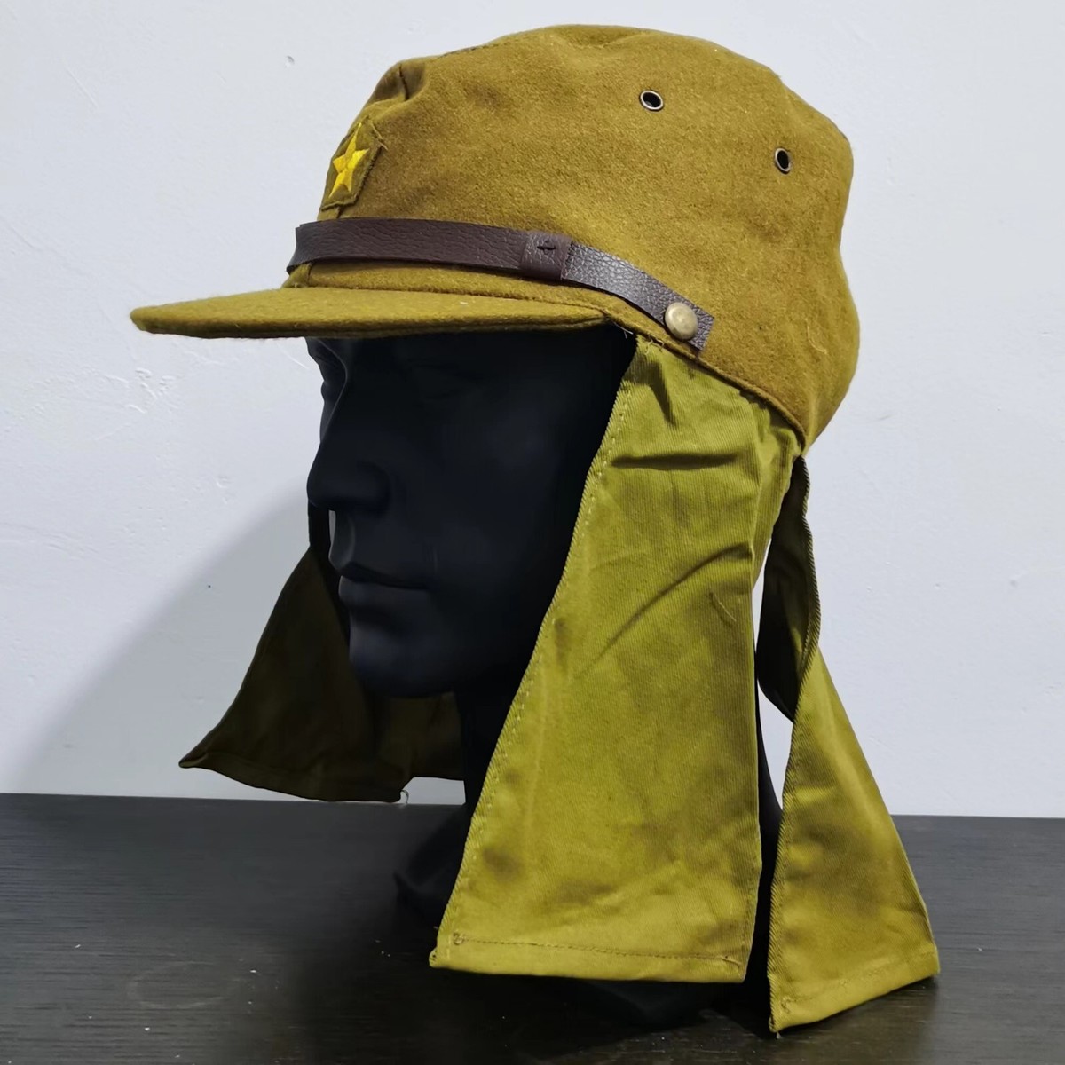 WWII Japanese Army IJA Soldier Field Wool Cap Hat With Havelock