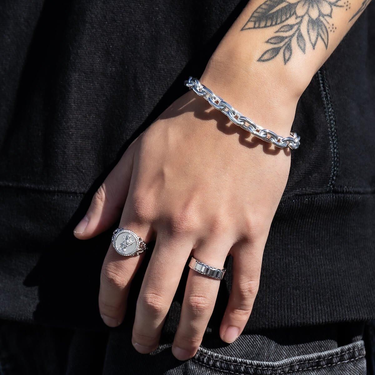 シルバー アズキブレスレット 幅7.8mm 18cm-22cm GIU666-SS