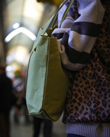 AMIACALVA WASHED CANVAS 6POCKETS TOTE(L) [LIME]