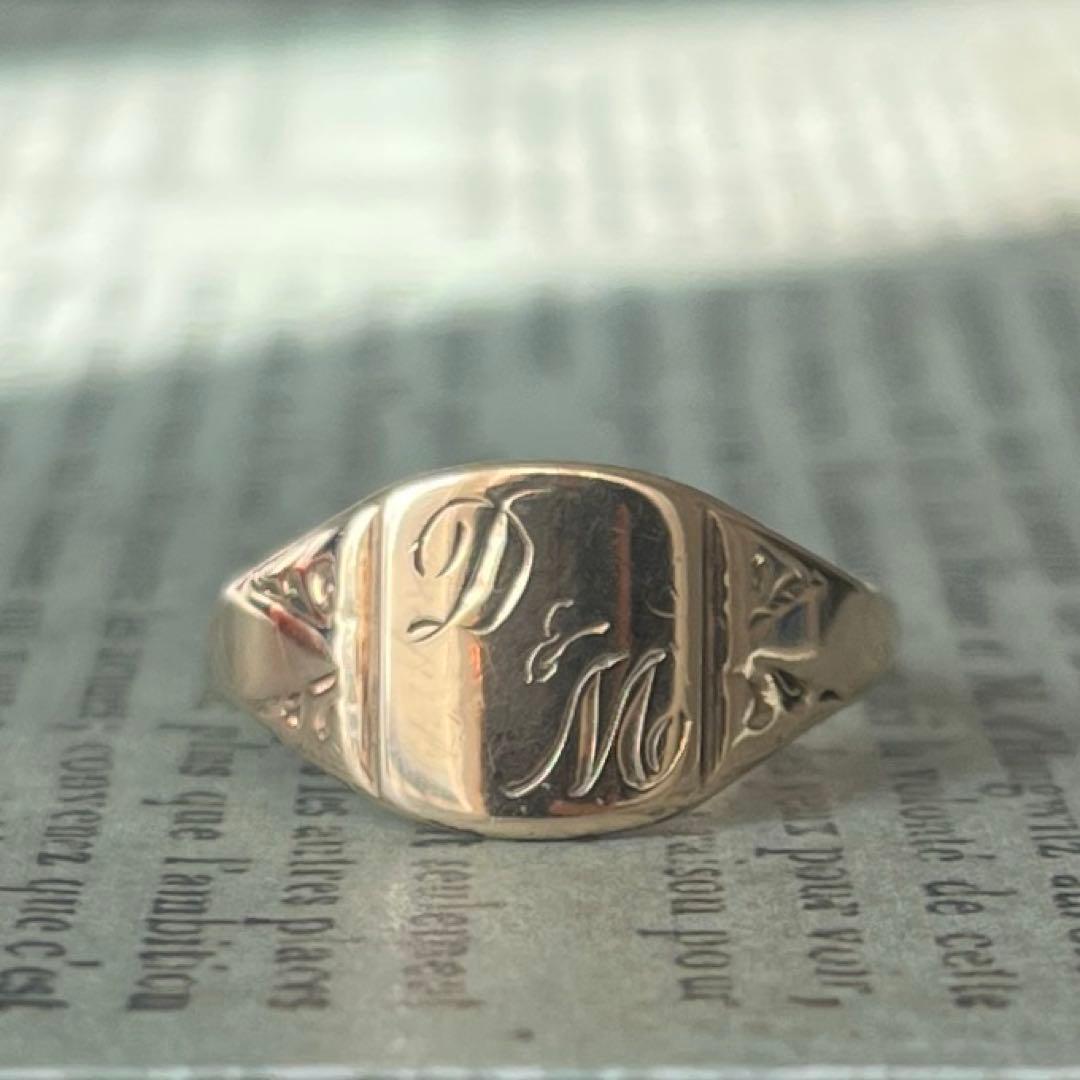 英国　イギリス　ヴィンテージ　9金　9k シグネットリング