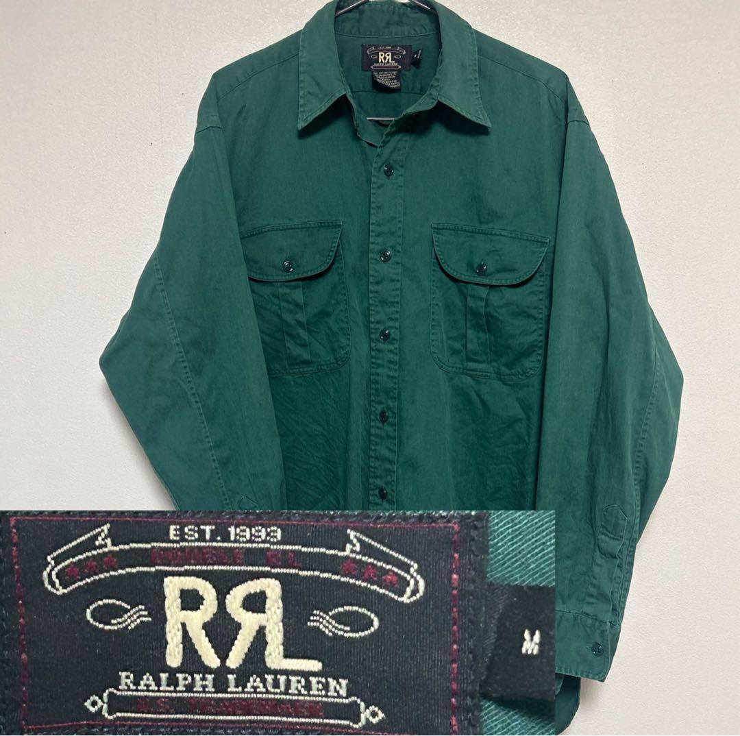 ⭐️RRL⭐️三つ星タグ⭐️Ralph Lauren ダークグリーン 長袖シャツ M