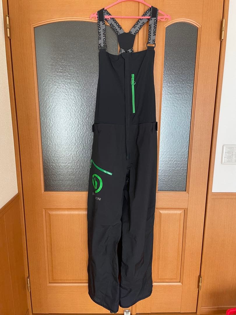 SALOMON ビブパンツ XLサイズ スノボパンツ ブラック/グリーン