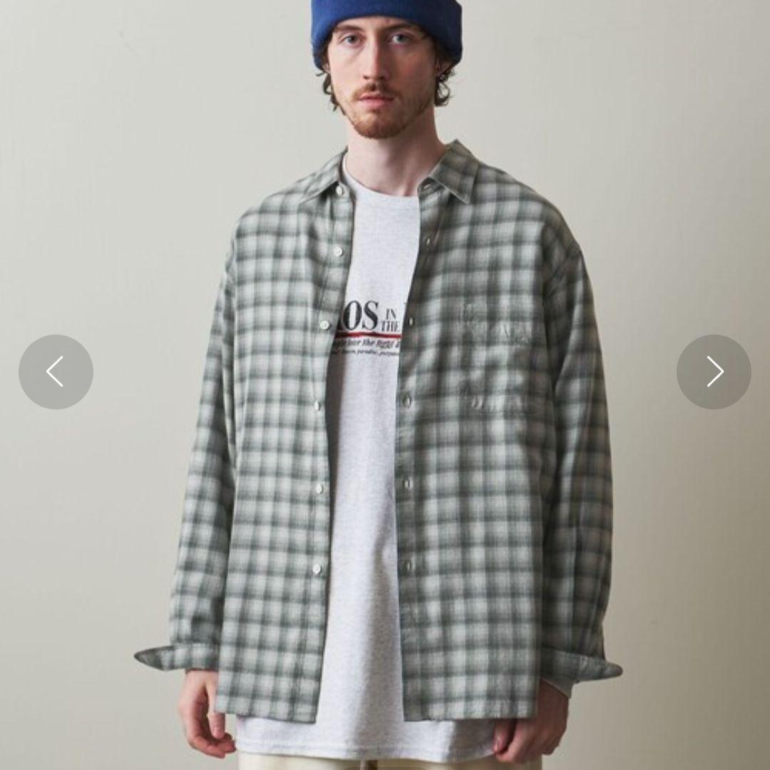 極美品★スティーブンアラン　オンブレチェックシャツ　М　グレー 極美品☆スティーブンアラン オンブレチェックシャツ М グレー