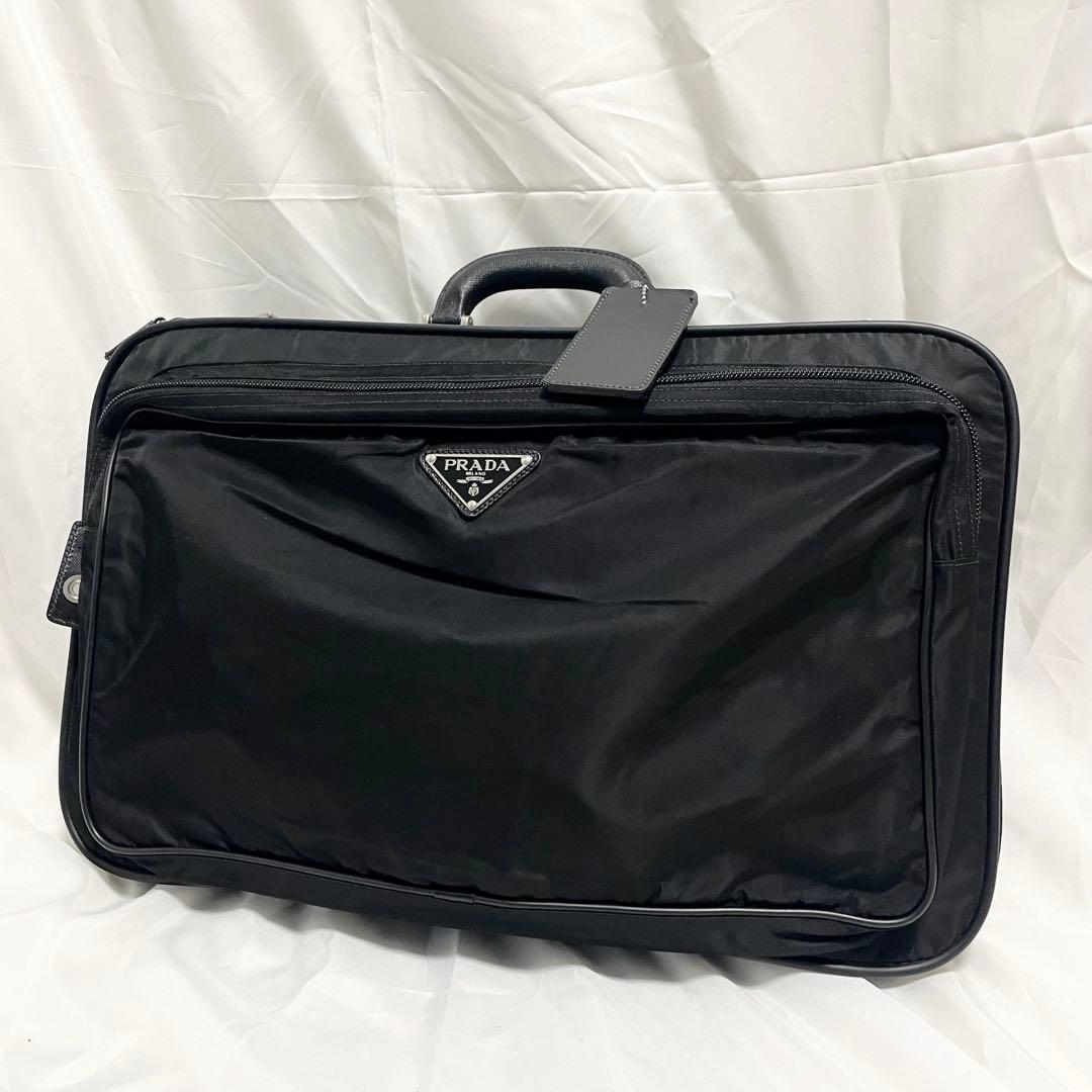 プラダ 三角プレート 金具 ボストンバッグ トラベルバッグ 黒 大容量 多機能