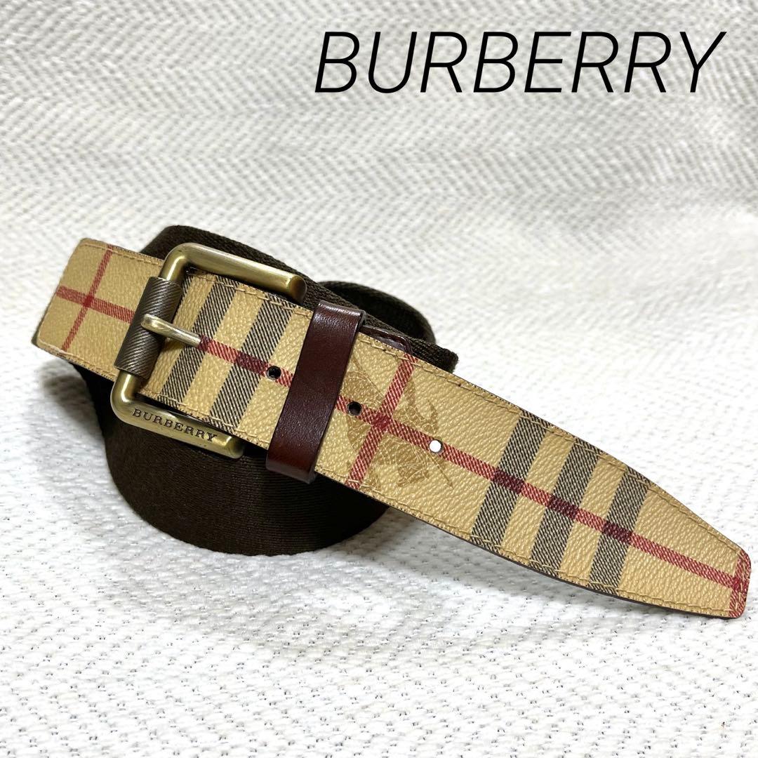 美品 BURBERRY バーバリー イタリア製 ベルト ノバチェック ナイロン