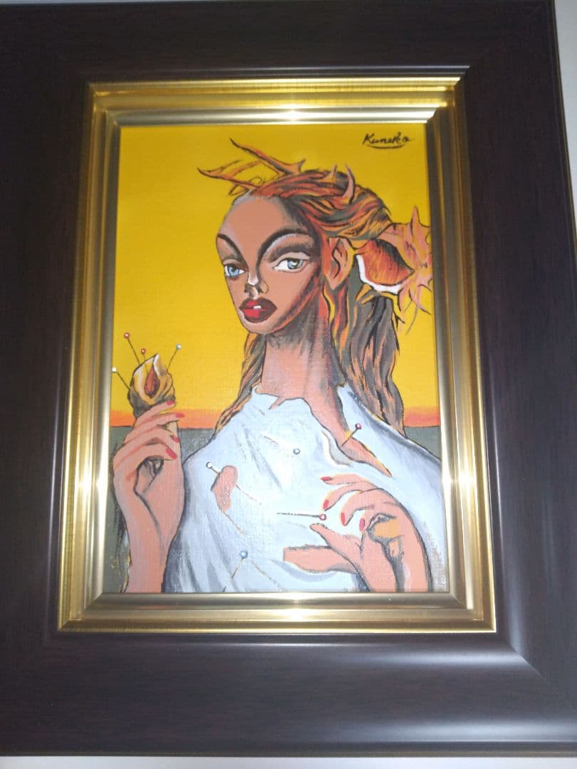 金子国義、絵画、油彩、SM号、暁オ閉じる女、新品額縁、肉筆、鴨居玲、高塚省吾。