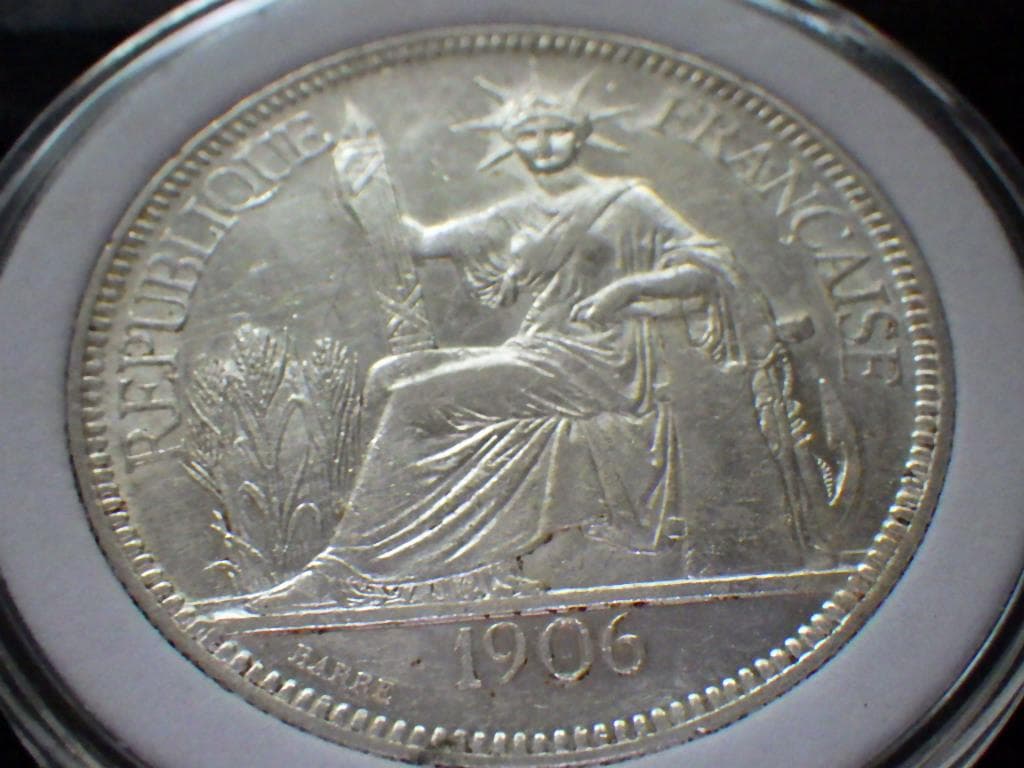 フランス領インドシナ ピアストル銀貨【銀貨保証】アンティークM240803120